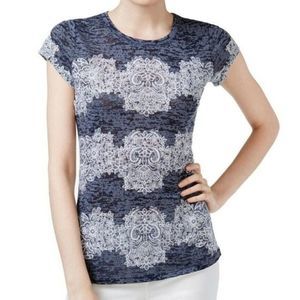 INC XS Twilight Blue Stud Burnout Top NWT